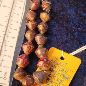 Old vintage uganda paper mache beaded bracelet May have silver separators